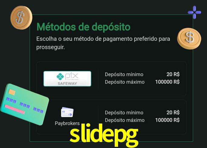 O cassino slidepg oferece uma grande variedade de métodos de pagamento